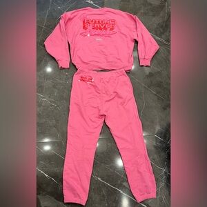 Poppi Soda Merch The Future Served Fresh Pink 2 Piece Sweatsuit Tiktok RARE Med